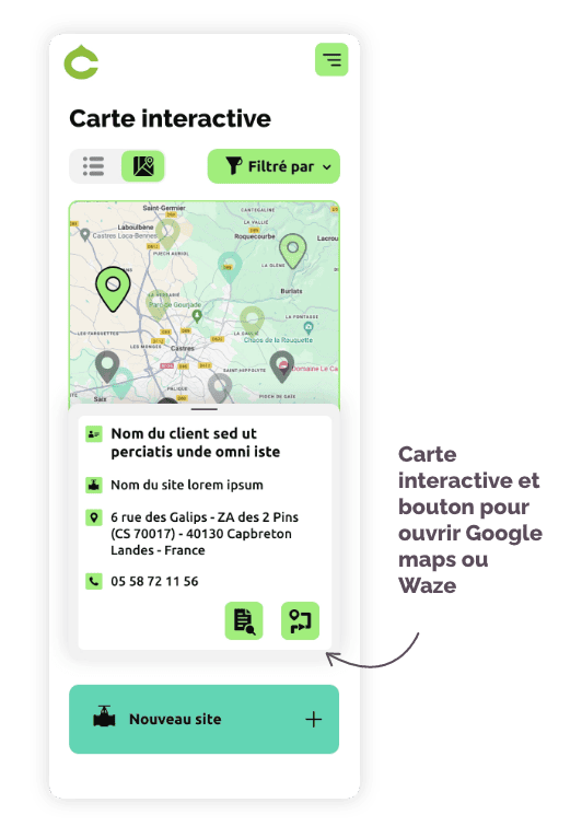 Interface carte interactive
