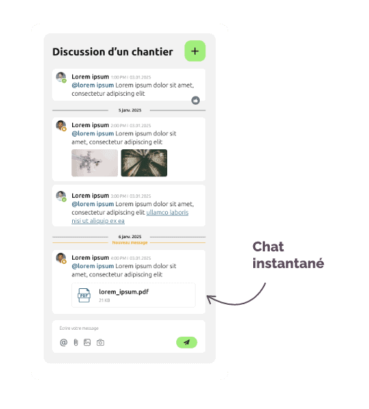 Interface discussion d'un chantier